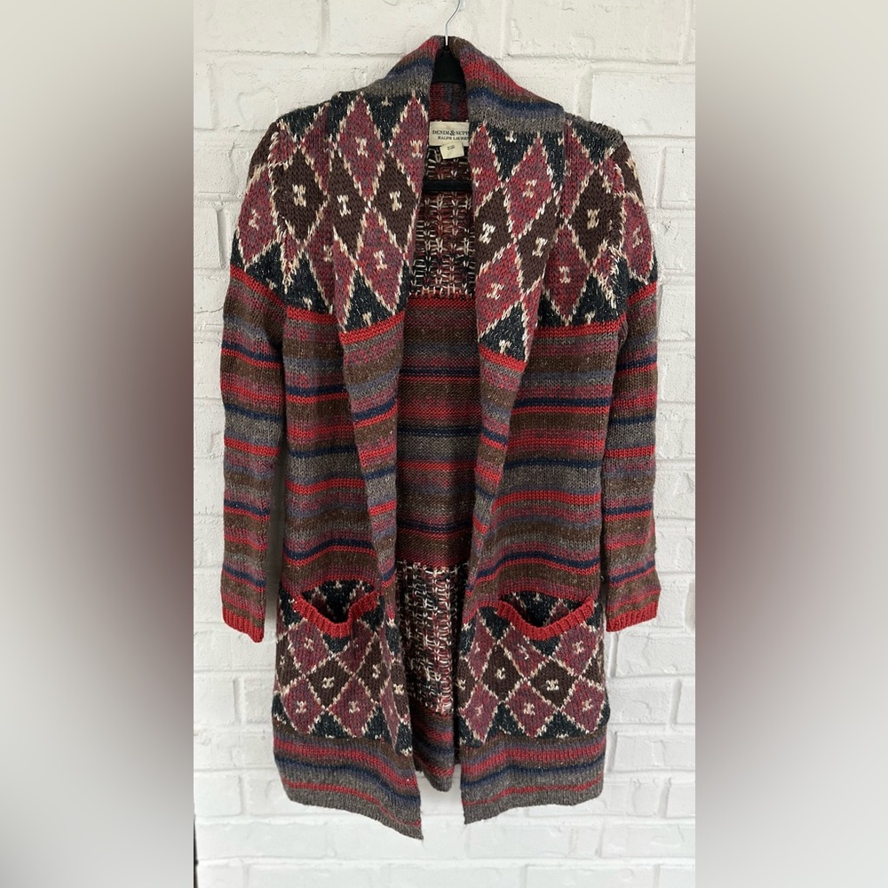 Ralph Lauren Denim & Supply Wool Blend Southwest Aztec Cardigan Sz Extra Small